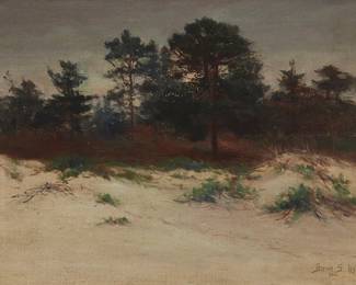 2016
Bertha Stringer Lee
(1869-1937)
"Silver Sands," (Carmel, California), 1900
Oil on canvas
Signed and dated lower right: Bertha S. Lee / 1900; titled and numbered "136" in ink on the artist's studio label and titled again on a typed exhibition label, all affixed to the frame's backing paper
12" H x 16" W
Estimate: $500 - $700