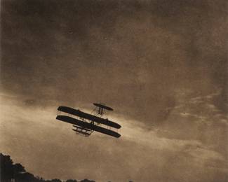 2400
Alfred Stieglitz
(1864-1946)
"The Aeroplane," 1910
Photogravure on paper
Appears unsigned; titled and dated "1910" on a label affixed to the frame's backing paper
Sight: 5.5" H x 6.75" W
Estimate: $600 - $800