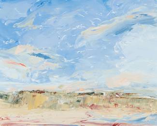 2053
Janis Sanders
(20th/21st Century)
"Marsh Grasses," 1999
Oil on panel
With the incised initials and date lower right: JS 99; titled on a label affixed to the frame's verso
8" H x 8" W
Estimate: $200 - $300