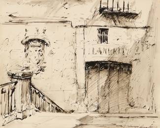 2142
Sergei Bongart
(1918-1985)
"Laneria"
Ink on paper
Signed and titled in ink, lower right: Sergei Bongart
Sight: 13.75" H x 16.75" W
Estimate: $200 - $300