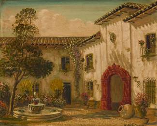 2203
Alberto Lobos
(1892-1941)
Chilean courtyard
Oil on canvas
Signed lower right: Alberto Lobos
16" H x 20" W
Estimate: $150 - $250