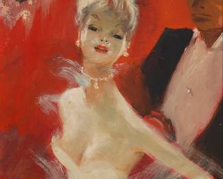 2345
Jean Gabriel Domergue
(1889-1962)
"La Duchesse"
Oil on Masonite
Signed lower right: Jean Gabriel Domergue; titled in pencil verso
13" H x 9.5" W
Estimate: $700 - $1,000