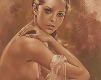 2333
Leo Jansen
(1930-1980)
"Nude"
Oil on canvas
Signed lower left: Leo Jansen; with the artist's ink thumbprint, number "R-10640 / J-30," and ink stamp, all verso; titled from a purchase receipt
24" H x 18" W
Estimate: $500 - $700