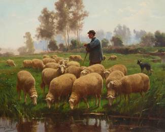 2179
Franz De Beul
(1849-1919)
Shepherd and flock
Oil on canvas
Signed lower left: Franz De Beul
19.75" H x 26.25" W
Estimate: $600 - $800