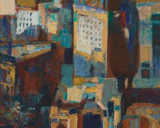 2134
Willem Wim van Aken
(1933-2015)
"Metropool," 2003
Oil on canvas
Signed and dated lower right: W. van Aken. 03; titled from the literature reference mentioned below
35.5" H x 24" W
Estimate: $800 - $1,200