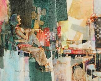 2356
George James
(1932-2016)
Abstract figural composition
Watercolor on paper
Signed lower left: George James ANS. NWS.
Sight: 22" H x 34" W
Estimate: $400 - $600