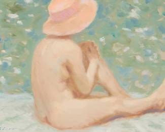 2343
Andre Gisson
(1921-2003)
Seated nude
Oil on canvas
Signed lower left: Gisson
11" H x 14" W
Estimate: $400 - $600