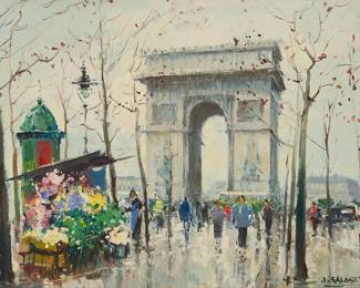 2128
Jean Salabet
(1913-1995)
The Arc de Triomphe, Paris
Oil on canvas
Signed lower right: J. Salabet
10.75" H x 13.75" W
Estimate: $600 - $800