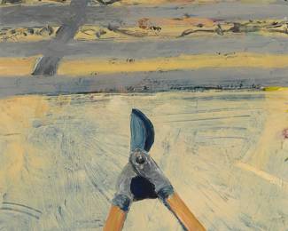 2175
David Post
(20th Century)
"Clippers and Shadows," 2009
Acrylic on paper
With the incised initials lower left: DP; titled and dated on a label affixed to the frame's backing board
Sight: 23.5" H x 18.5" W
Estimate: $300 - $500