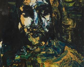 2353
Joachim Probst
(1913-1980)
"Hedi Tunis"
Oil on board
Signed lower left: Probst; signed again (twice) and titled, verso
40" H x 30" W
Estimate: $600 - $800