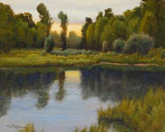 2047
Dan Robinson
(b. 1963)
Lake and meadow
Oil on canvas
Signed lower left: Dan Robinson
16" H x 20" W
Estimate: $600 - $800