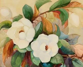 2149
Nell Walker Warner
(1891-1970)
Magnolias
Watercolor on paper
Signed lower left: Nell Walker Warner
Sight: 18.5" H x 22.25" W
Estimate: $500 - $700