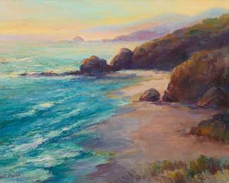 2002
Adele (also Adelle) C. Phelps
(1866-1945)
Rocks on the coast
Oil on board
Signed lower left: Adelle C. Phelps
12" H x 16" W
Estimate: $500 - $700