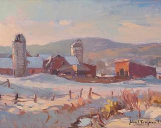 2124
John Christopher Traynor
(b. 1961)
"Winter's Blanket," 1994
Oil on board
Signed and dated lower right: John C. Traynor; titled by repute
9" H x 12" W
Estimate: $500 - $700
