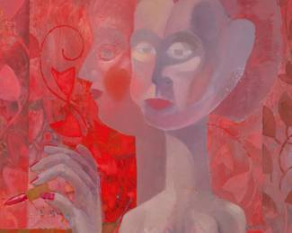 2352
Michael Francis Pettit
(b. 1950)
"La Toilette," 1987/1988
Oil on canvas laid to Masonite
Signed lower right: Pettit; signed again, titled, and dated "1987/1988," verso
Sight: 19.75" H x 15.75" W
Estimate: $700 - $900