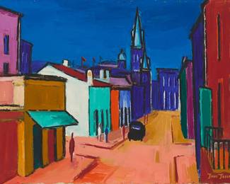 2148
Tom Lewis
(20th century)
"New Orleans Street Scene"
Oil on canvas
Signed lower right: Tom Lewis; titled on a label affixed to the stretcher
18.25" H x 26.25" W
Estimate: $500 - $700