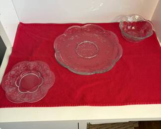 Anchor Hocking Savannah Chip & Dip Set and Duncan & Miller Plate