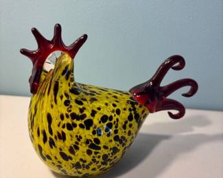 Glass Rooster Paperweight 