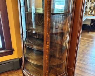 Curved Front Claw Foot Curio Cabinet