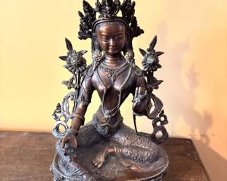 Green Tara Bronze Statue (11” tall)