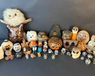 Large Collection of Assorted Owl Figurines Miniatures