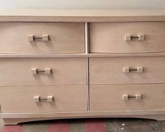 Light Wood 6Drawer Dresser Low Chest with Modern Pulls