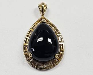 10K Black Onyx Teardrop Pendant