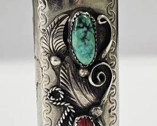 Navajo Nickle Silver Turquoise Lighter Case