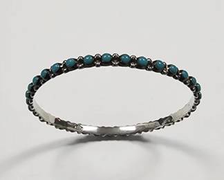 Vintage Mexican Silver Faux Turquoise Bangle