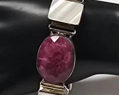 Sterling Red Chalcedony & Mother of Pearl