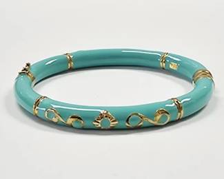 Gold Plated Sterling Enamel Hinge Bracelet