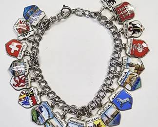 Vintage Silver European Cities Charm Bracelet
