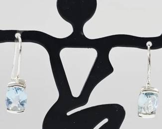 Sterling Silver Blue Topaz Drop Earrings