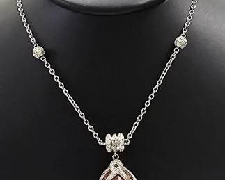 Joseph Esposito Sterling Pink & Clear CZ Necklace