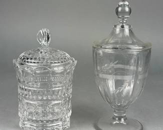 A Pair of Covered Glass Jars