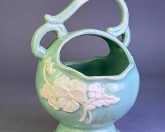 Weller Cameo Green and White Floral Basket
