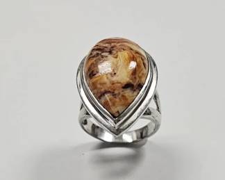 Sterling Silver Coral Jasper Ring