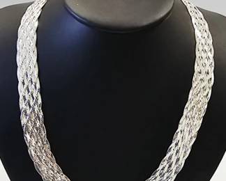 Sterling Silver Flat Braided Necklace