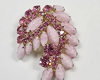 Vintage Signed Weiss Pink Rhinestone Brooch
