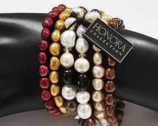 Lot of 6 Honora Stretch Pearl Bracelets