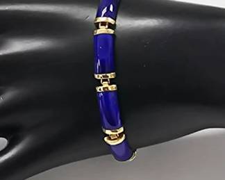 Vintage 14K Lapis Bar Link Bracelet