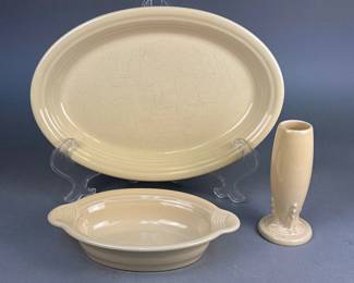 Three Homer Laughlin Fiestaware Light Yellow Ceramic Serving Pieces