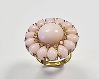 Carol Brodie Gilded Sterling Pink Coral Ring
