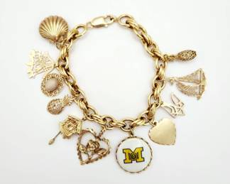 14K Gold Charm Bracelet 