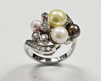 Joseph Esposito Sterling Multi-Color Pearl Ring