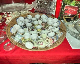 COLLECTION OF VINTAGE MINI CUP & SAUCER ORNAMENTS!