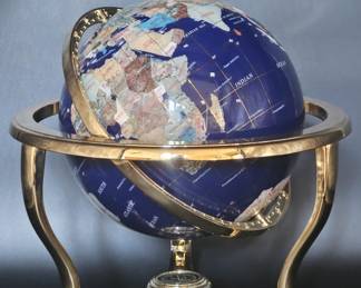 Semi Precious Stone Desk Globe w/ Blue Oceans