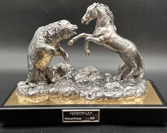Survival by Michael Ricker Signed Pewter Statue