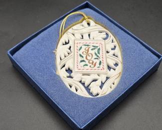 Wedgwood White Jasper Season's Sentiments Ornament