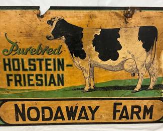 36x24 Nodaway Farm DS Tin Sign Featuring Holstein-Friesian Cow